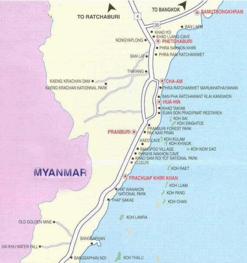 Phetchaburi PrachuabKhiriKhan road map